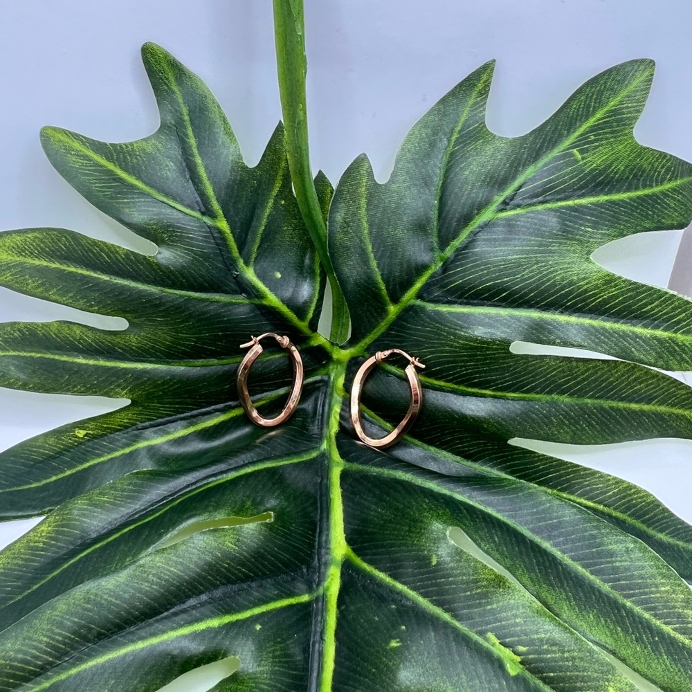 14k rose gold earrings (HOLLOW) twisted design